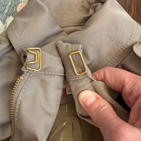 NWOT Elevenses Beige Ruffle Trench Coat with Gold Accents - Picture 9 of 11